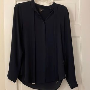 Mossimo Navy button up blouse tie front with gunmetal detail